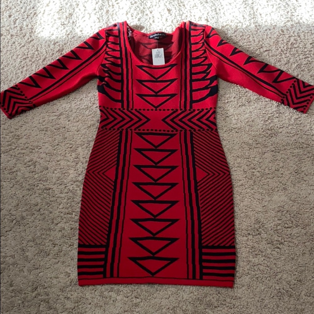 Black/Red Geo Sweater Dress